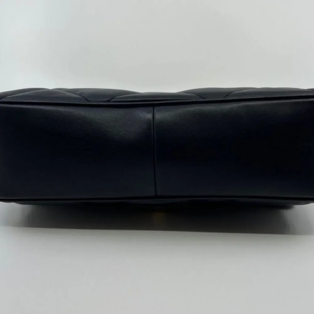 Chanel navy lambskin two flap top handle bag